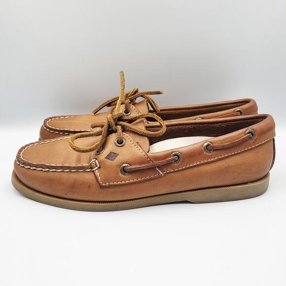 Sperry Top-Sider Boat Shoes Light Brown Nubuck Leather Rubber Soles Women's Sz 7 - Picture 3 of 10